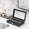 Compact Ring Organizer Box with Glass Lid – 30-Slot Velvet Ring & Cufflinks Storage Case, Portable Travel Jewelry Box, Elegant Black Gift for Girls & Women
